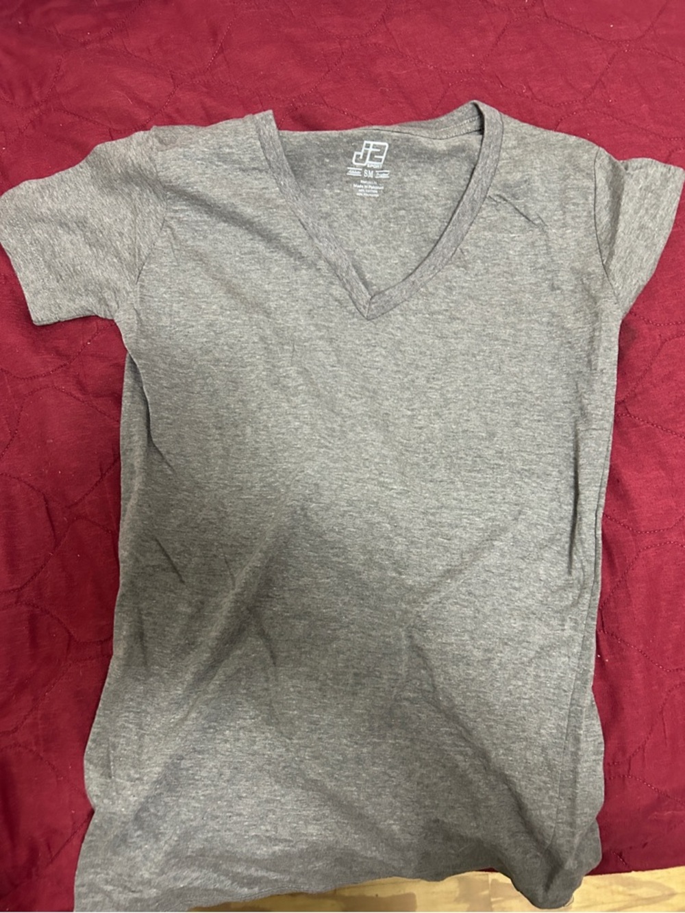 Soft V-Neck Short Sleeve Tee - Gray